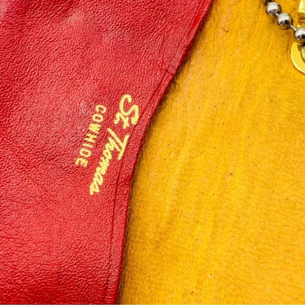 Vintage St. Thomas Red Leather Key Case Cowhide Leather  5-Hook Holder